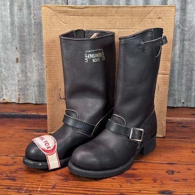 Vintage NOS Carolina STEEL TOE ENGINEER BOOTS Size 6R Black