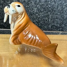 Vintage Bone China Miniature Walrus - Japan - Aprox 3 inches long
