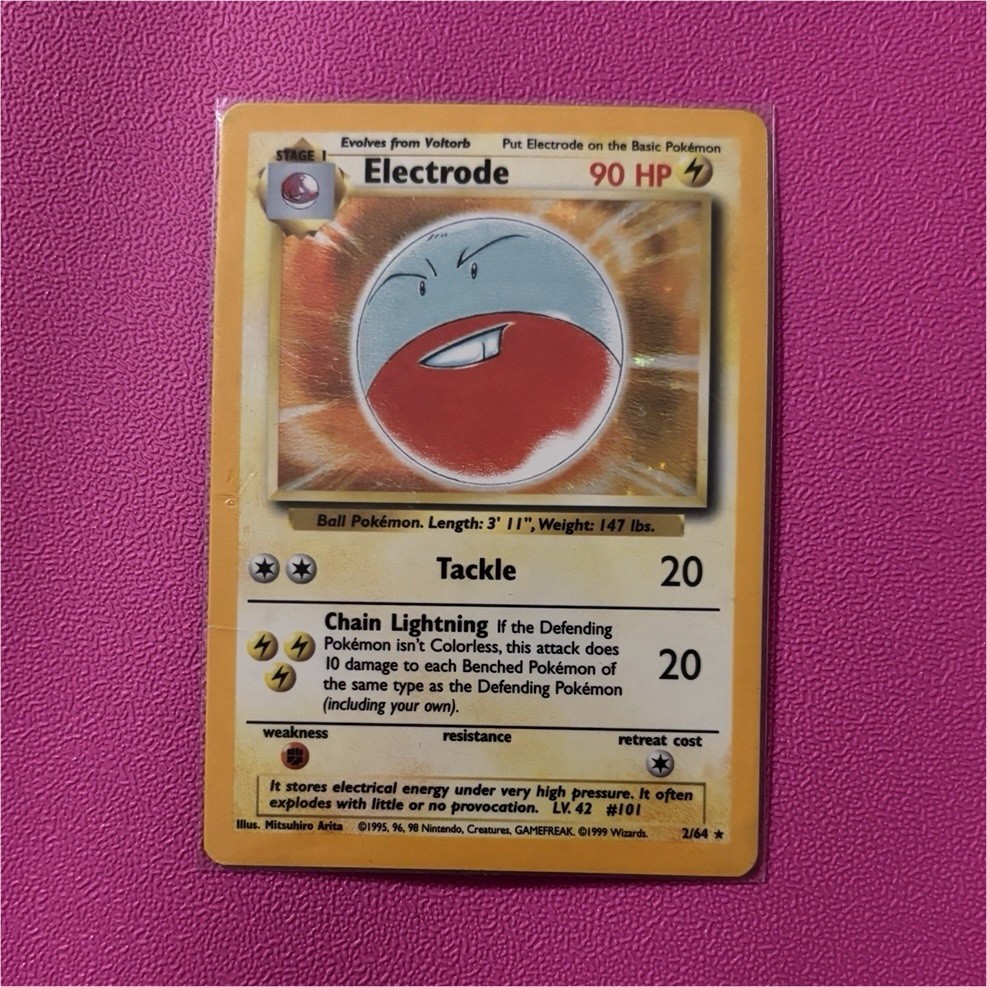 Pokemon Electrode Jungle 2/64 No Symbol Rare Holo Unlimited 90 HP EN 1999 WOTC 