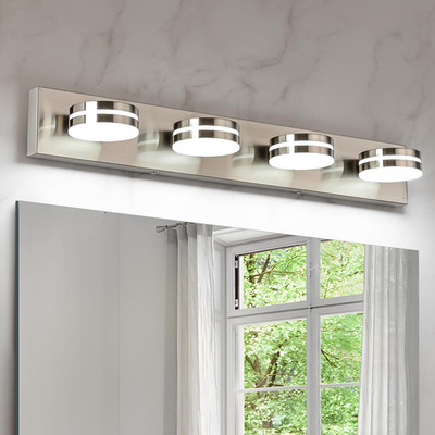 Brushed Nickel Vanity Lights for Bathroom, 4-Light Bathroom Light Fixtures over