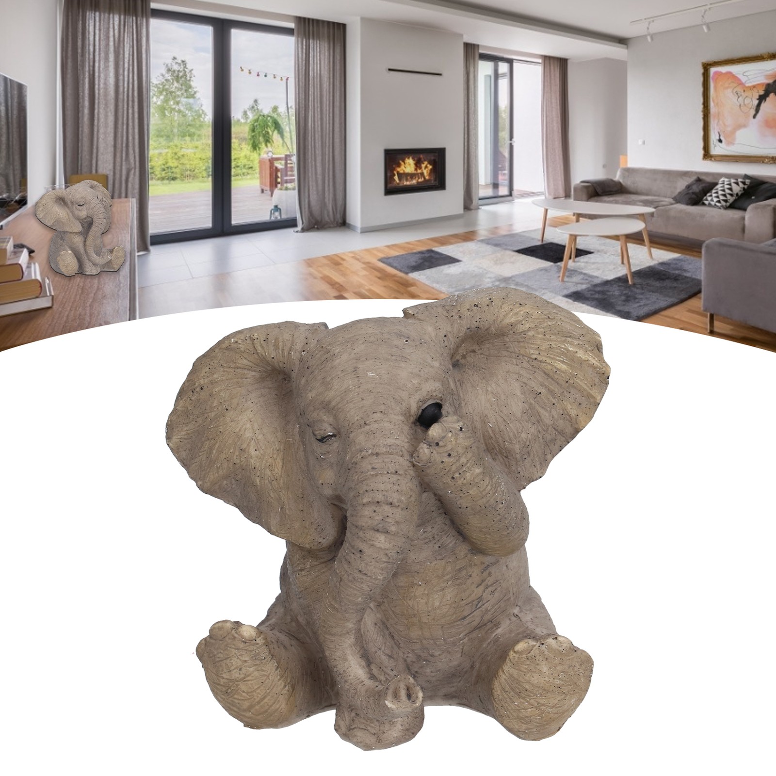 Resin Elephant Statue Crafts Cute Elephant Ornament Home Decoration For Living