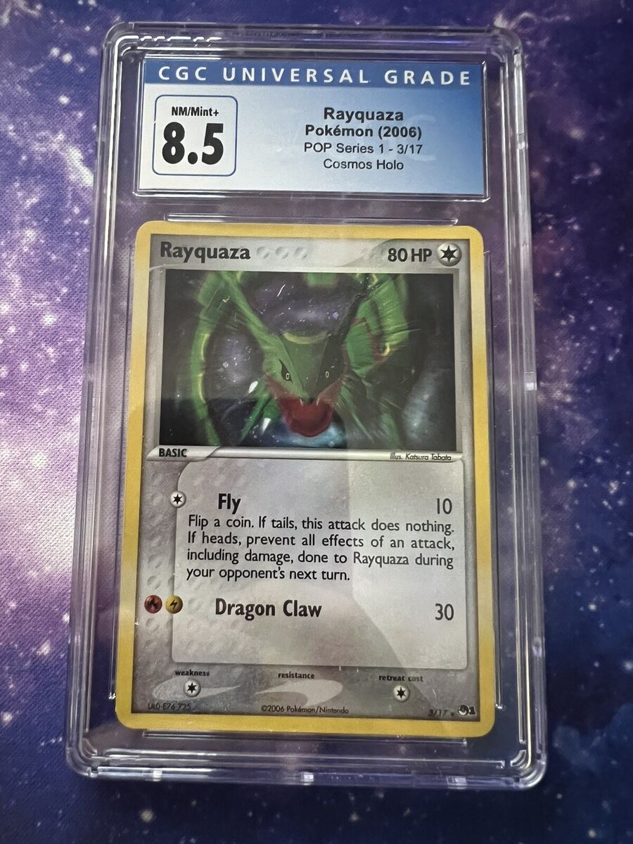 CGC 8.5 Rayquaza 3/17 Pop Series 1 Cosmos Holo Rare Pokemon CGC 8.5 Rayquaza 3/17 Pop Series 1 Cosmos Holo Rare Pokemon