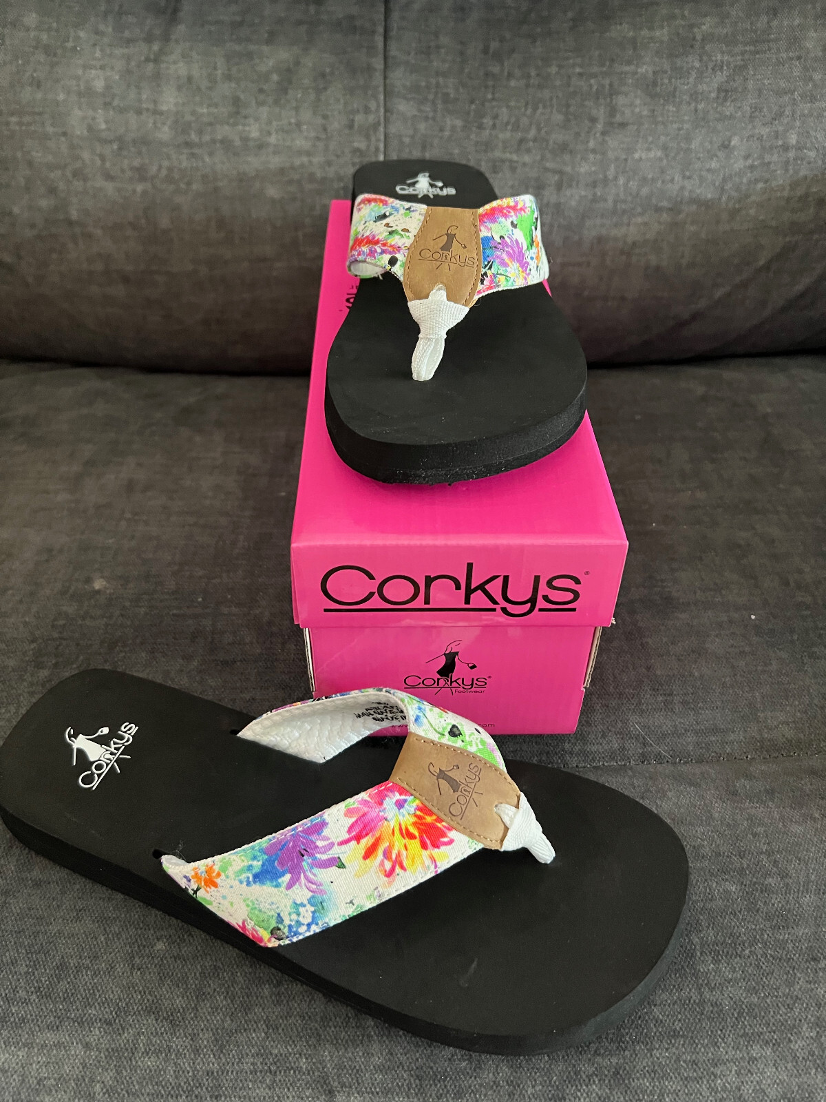 Corkys Floral Splatter Aquaholic Flip Flop Sandals NIB Size 7 eBay