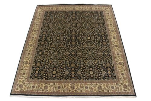 Extra Fine Black Oriental Rug Vintage Style Carpet Classic Floral Design 8X10 ft - Picture 2 of 15