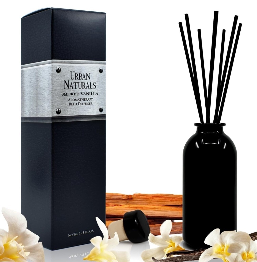 Reed Diffuser Set - Vanilla, Sandalwood & Leather Fragrances - Made in USA-image