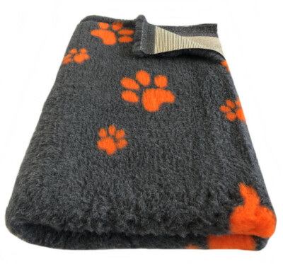 Hundedecke Vet Bed Original Premium Qualitätsstufe Dunkelgrau+Pfote Orange S/M/L