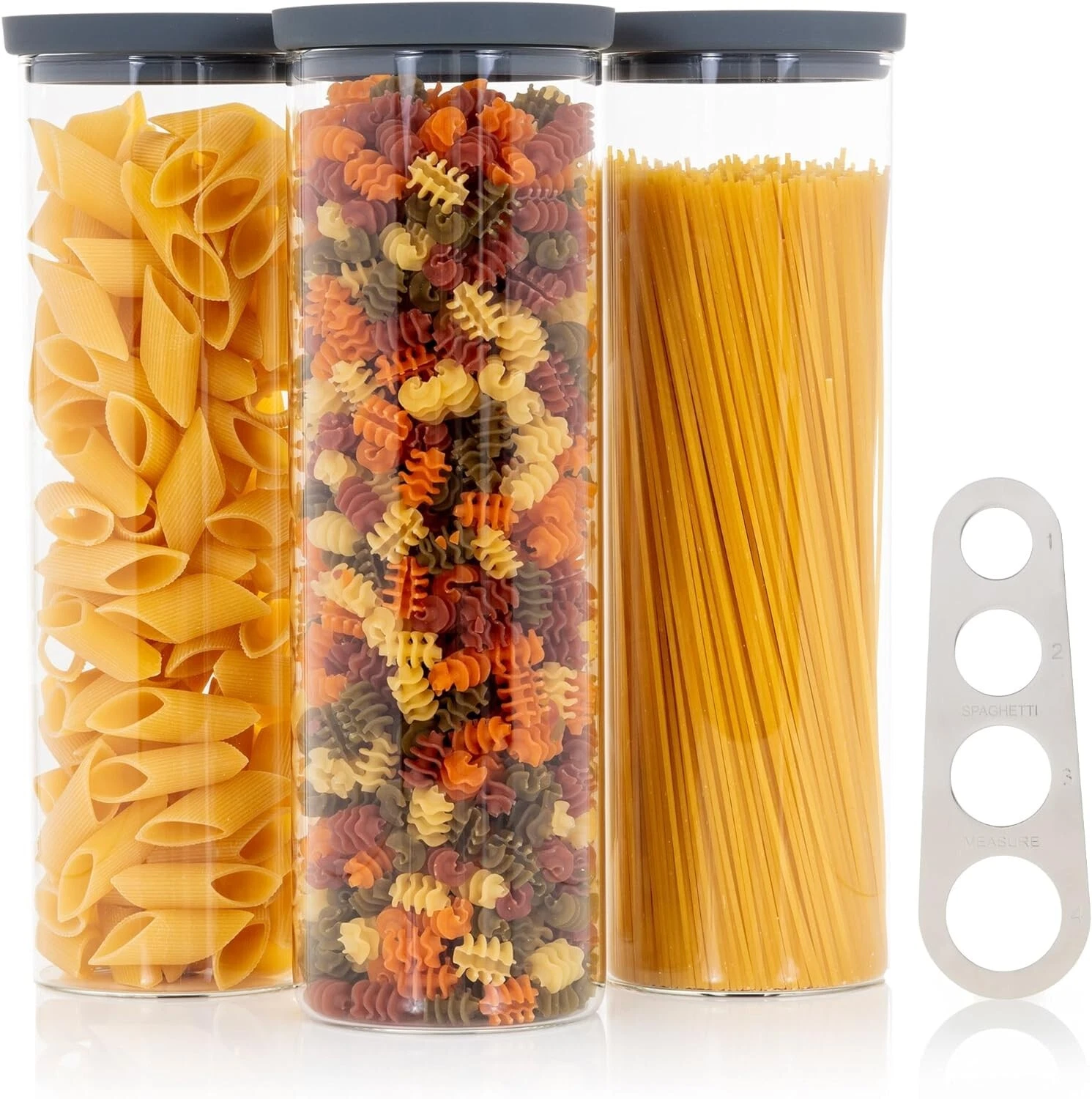 Glass Bottle Canisters with Airtight Silicone Lids - Set of 3