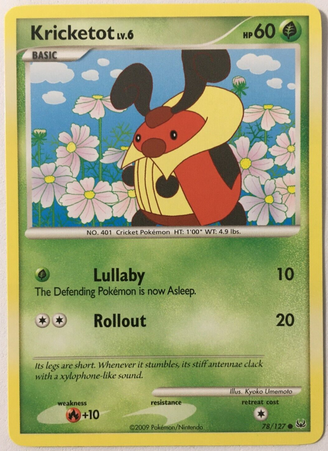 POKEMON KRICKETOT LV.6 78/127 PLATINUM BASE SET COMMON NEAR MINT