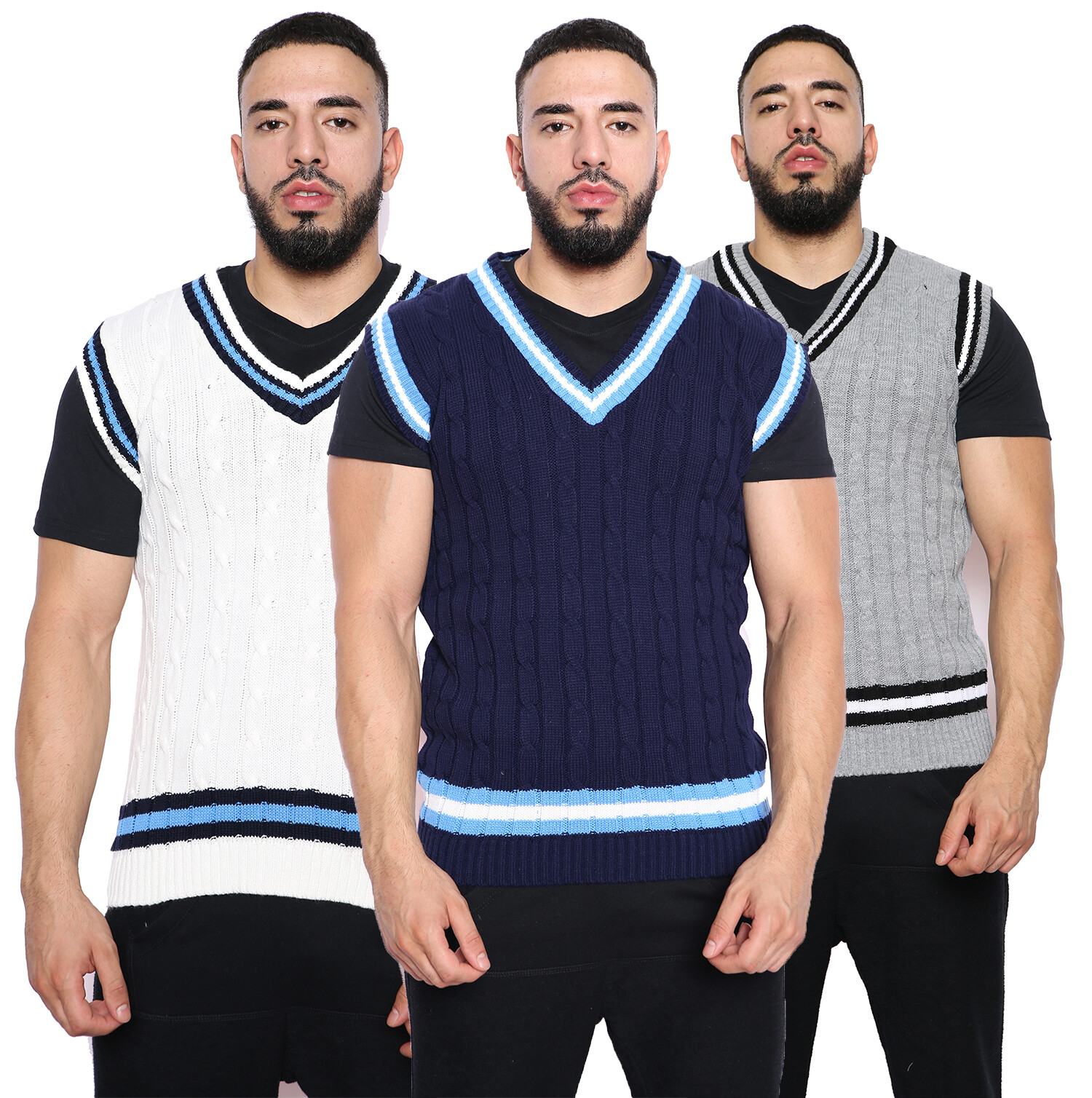 Mens Sleeveless V Neck Jumper Cable 
