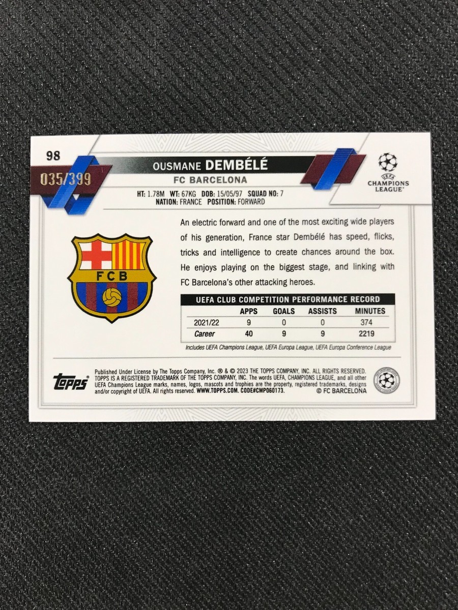 2022-23 Topps Chrome UEFA Soccer Ousmane Dembele Green Shimmer