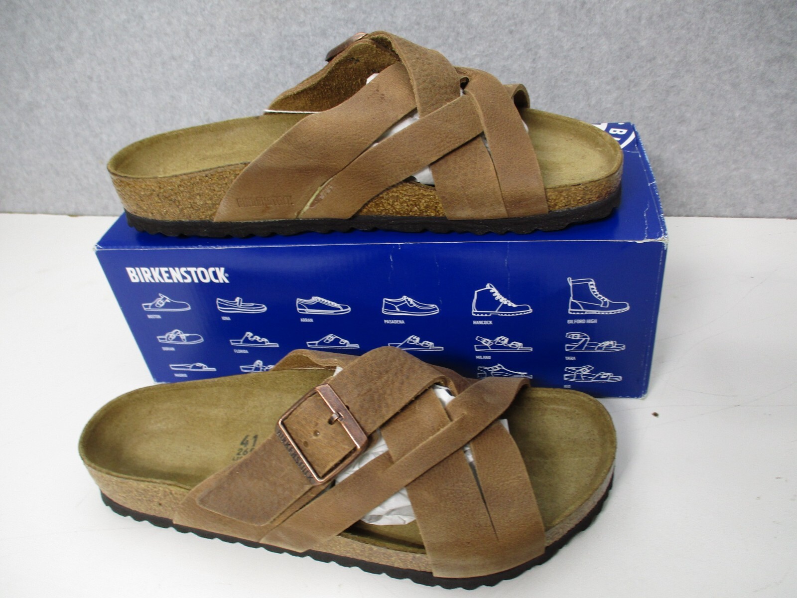 APL BIRKENSTOCK Lugano Camberra vecchi sandali tabacco pelle marrone uomo 8 donna 10