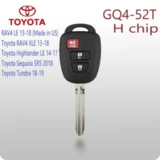 2013-2016 Toyota RAV4 Remote Head Key 3Btn - FCC: GQ4-52T  H Chip