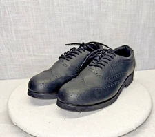 ROCKPORT WORKS Black Leather Steel Toe Safety Wing Tip ASTM Oxfords 10.5