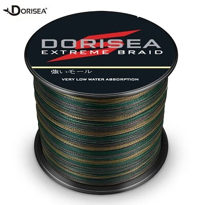 Dorisea 100m~2000m Camouflage Tressé Pêche Fil Pe Dynema Braided Line 6lb-300lb - Photo 1/4