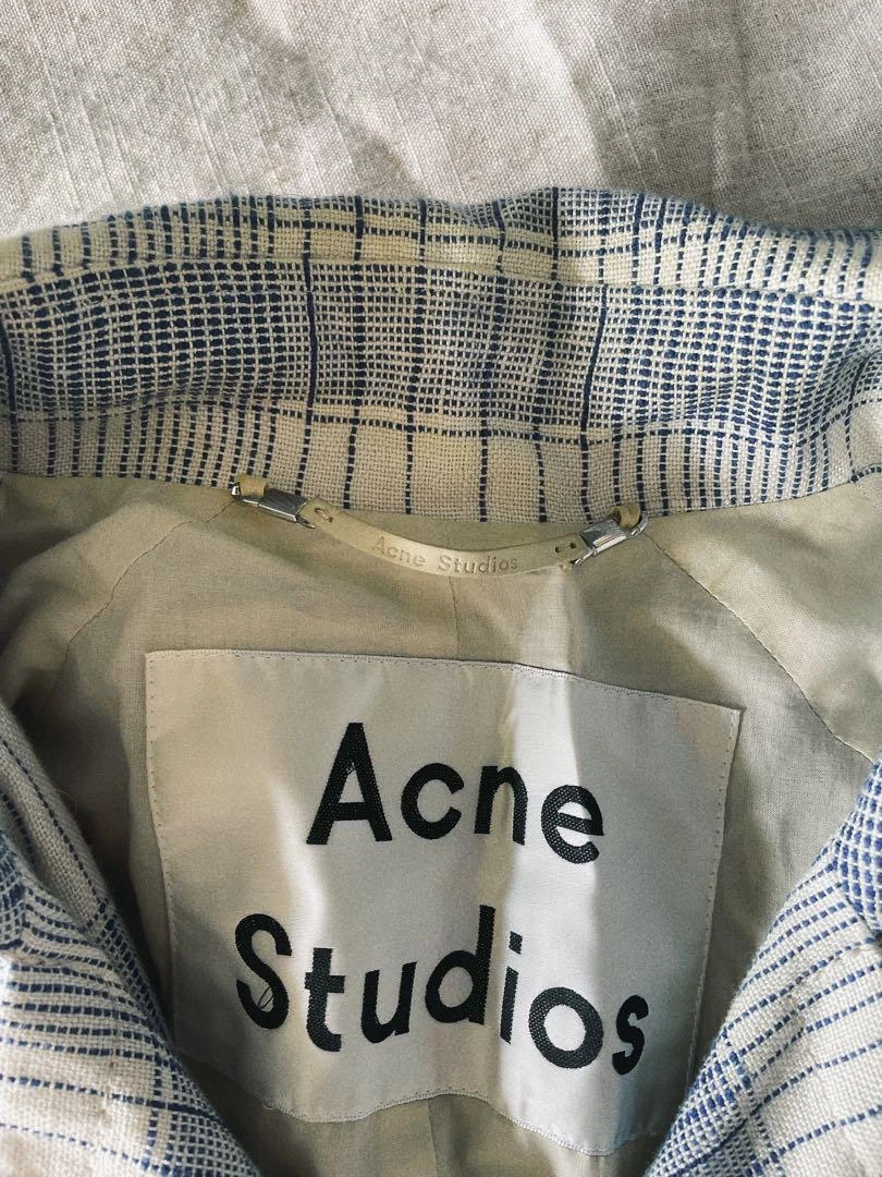 Cappotto lungo ACNE STUDIOS donna motivo a scacchi bianco blu taglia 32