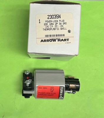 ARROW HART 23035N Power Lock Plug 20A 125V 2-POLE 3-WIRE CORD DIA .250-.656