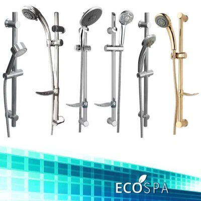 ECOSPA Shower Kits - Hose, Handset, Riser Rail & Soap Dish, Chrome, Gold Finish