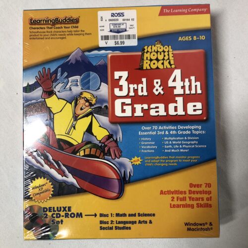 1999 SCHOOL HOUSE OF ROCK 3RD & 4TH GRADE DELUXE SET - BOX PC GAME - NEW - Picture 1 of 5