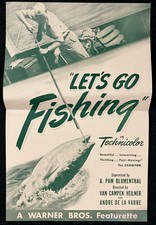LET'S GO FISHING Original Movie Press Sheet 1944 Marlin Bass Salmon Short