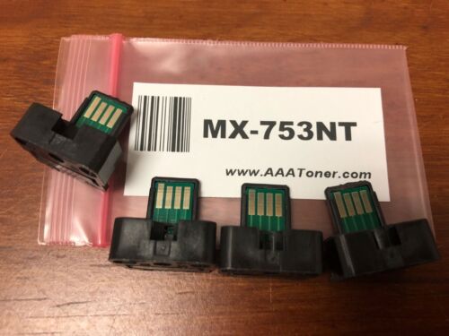 4pk - MX-753NT Toner Chip for Sharp MX-M623N, MX-M623U, MX-M753U Refill - Picture 1 of 2