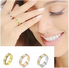 Rotate Stainless Steel Moon Star Anxiety Spinner Ring Men Woman Size 6-11