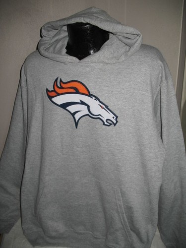 NFL Denver Broncos Football Logo Hoodie Hooded Sweatshirt Mens Sizes Majestic - Picture 2 of 3