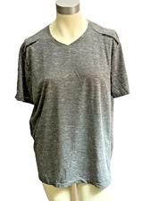 Layer 8 Womens Qwick-Dry Charcoal Gray V-Neck Activewear T-Shirt  Size XL
