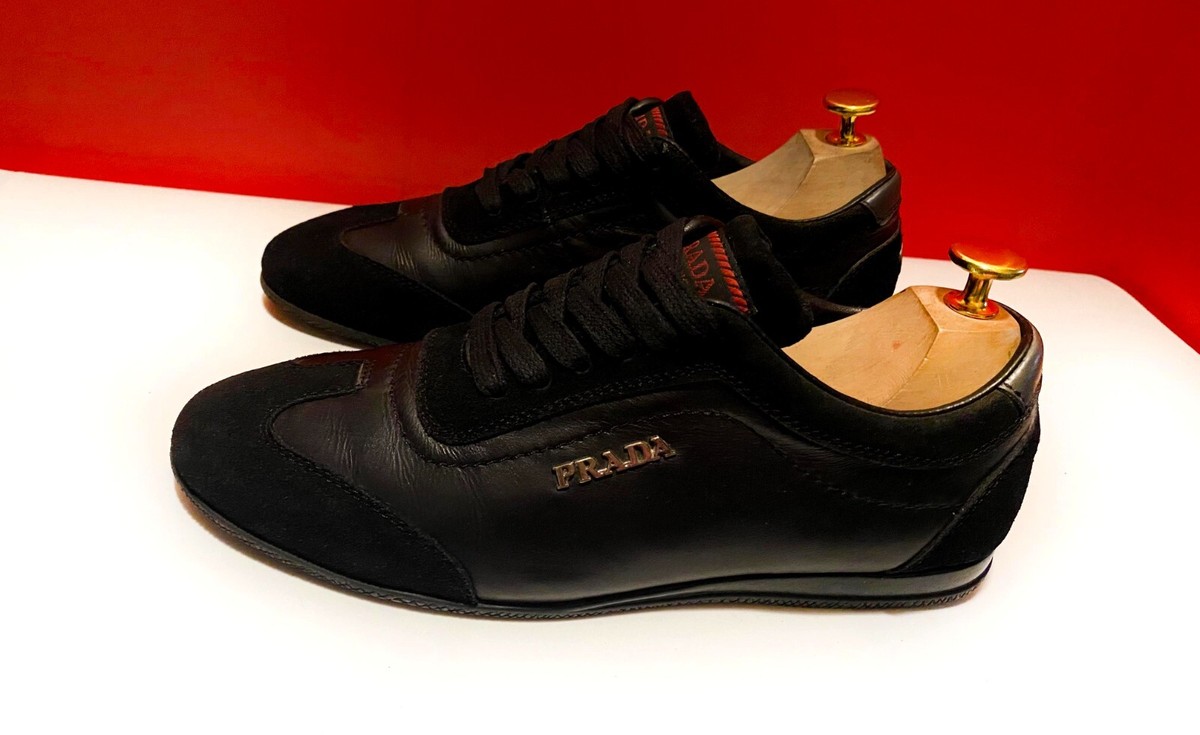 Prada Sneakers / Shoes marked size 7.5.
Unusual design LUXURY PRADA MATCHRACE SNEAKERS SHOES 4E2718 BLACK LEATHER  main image 2