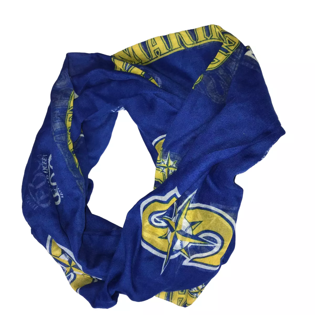 Seattle Mariners Baseball Circle Scarf Blue Yellow. EQC Logo 100% Polyester  | eBay