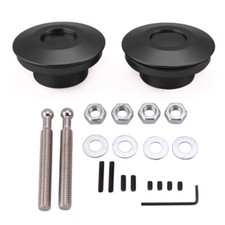 Push Button Billet Round Hood Pins Lock Clip Kit Black Engine Bonnets Lock