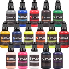 Airbrush Acrylic Paint Set 16 Colors Opaque & Brilliant Colors for Artists DIY 