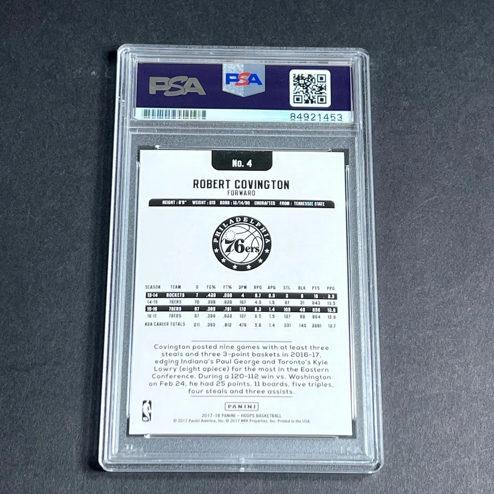 2017-18 Panini NBA Hoops #4 Robert Covington Signed Card AUTO GRADE 10 PSA Slabb - Image 2 of 2