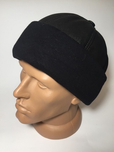 Stretch Textile Shearling Leather Hat 