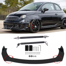 Front Bumper Lip Splitter Spoiler Body Kit + Strut Rods for Fiat 500 500L 2M
