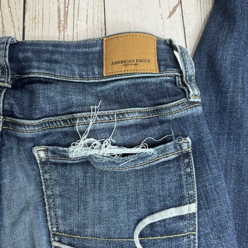 American Eagle Super Super Stretch X Ankle Jeans Distressed Denim Womens Size 2 - Picture 4 of 12