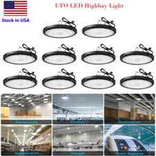 10 Pack 100W UFO LED High Bay Light Factory Warehouse Commercial Light Fixtures