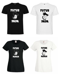 T Shirt Futur Papa Future Maman Goku Bebe Manga Naissance Anniversaire Cadeaux Ebay