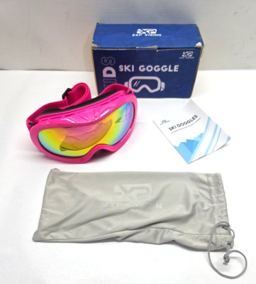 EXP VISION Kids Ski Goggles, Anti-Fog Child Snowboard Pink Frame/Pink Lens 