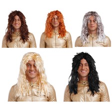 Mens Wigs Music Costume Blonde Wig Halloween Disco Long Rocker Punk Cosplay Net