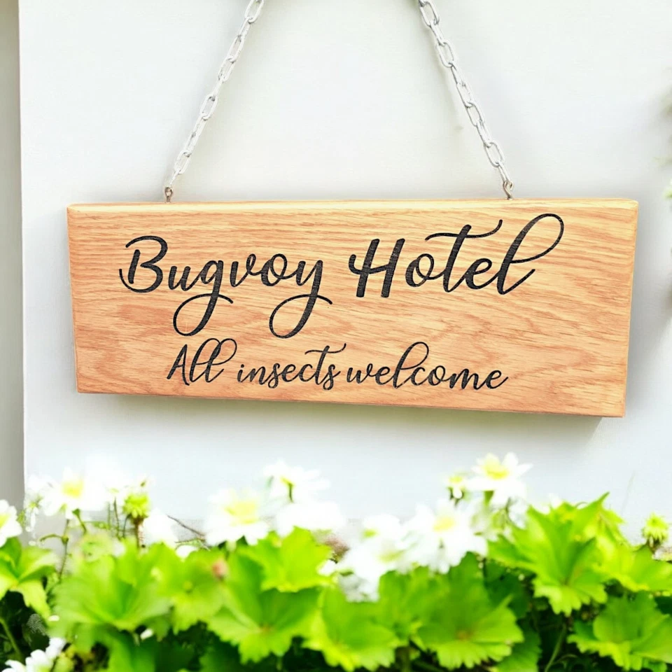 Personalised Hanging Oak Sign House Name Plaque,Wooden  Address  Sign Outdoor - Image 2 of 4