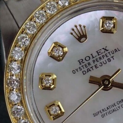 Rolex Datejust 26 mm White Mother Of Pearl Diamond Dial & Diamond Bezel 2 Tone