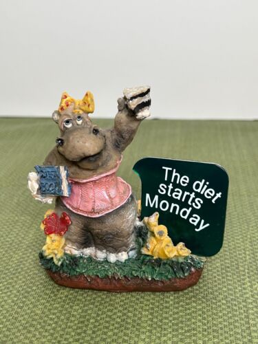 Figurine hippopotame Zoo Crew à l'alimentation vintage The Diet Start On Monday - Photo 1 sur 8
