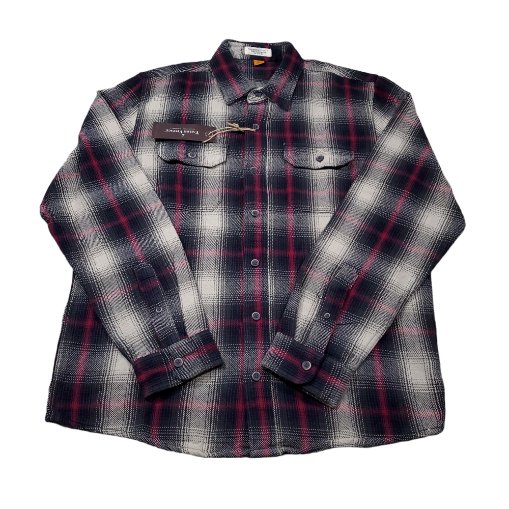 Vintage Brushed Twill Plaid Overshirt Button Front Men's Medium  