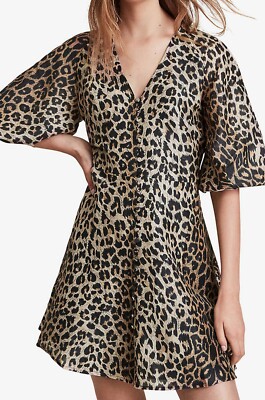 Allsaints Ilora Leopard Print Linen and Silk Blend Mini Dress, Size 4,  Orig$319 | eBay