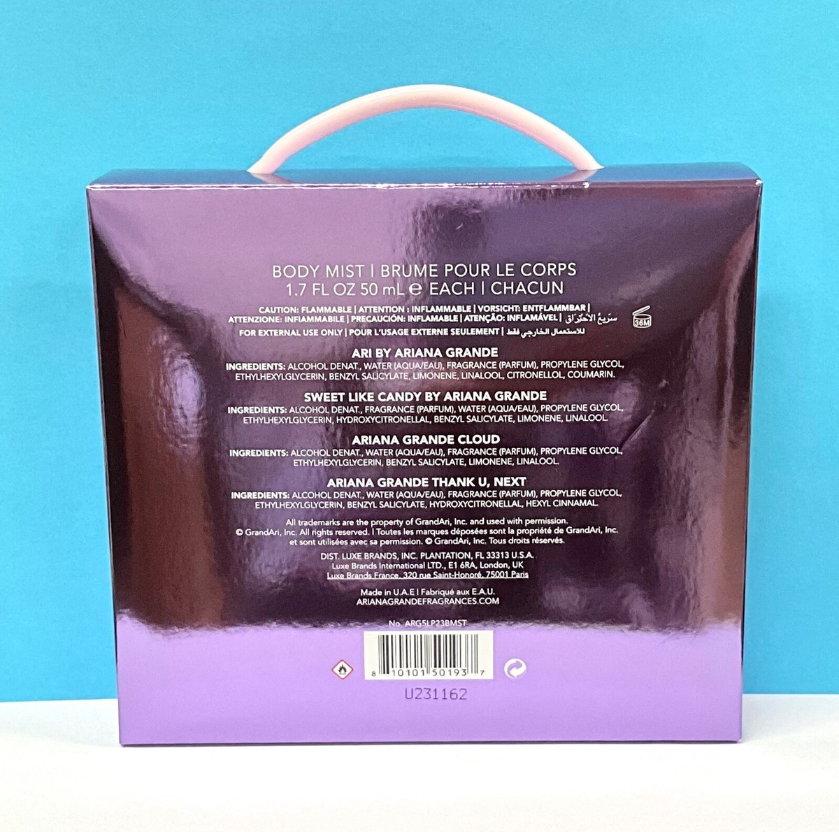 ボディミスト Ariana Cloud,SweetLikeCandy &Ari 3in1set Ariana Grande Body Mist Gift Set, Ari, Sweet Like Candy