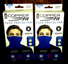 Lot of 2 Copper Fit Face Protector - Youth BLUE One Size fits Most Washable 