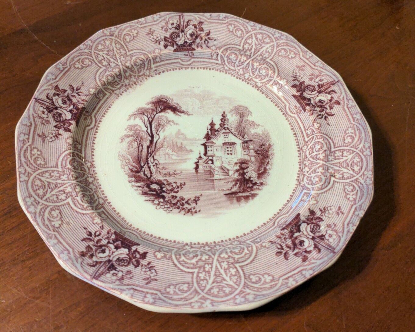 Antique Roselle Purple Transferware Plate Meir & Son 19th C Staffordshire...