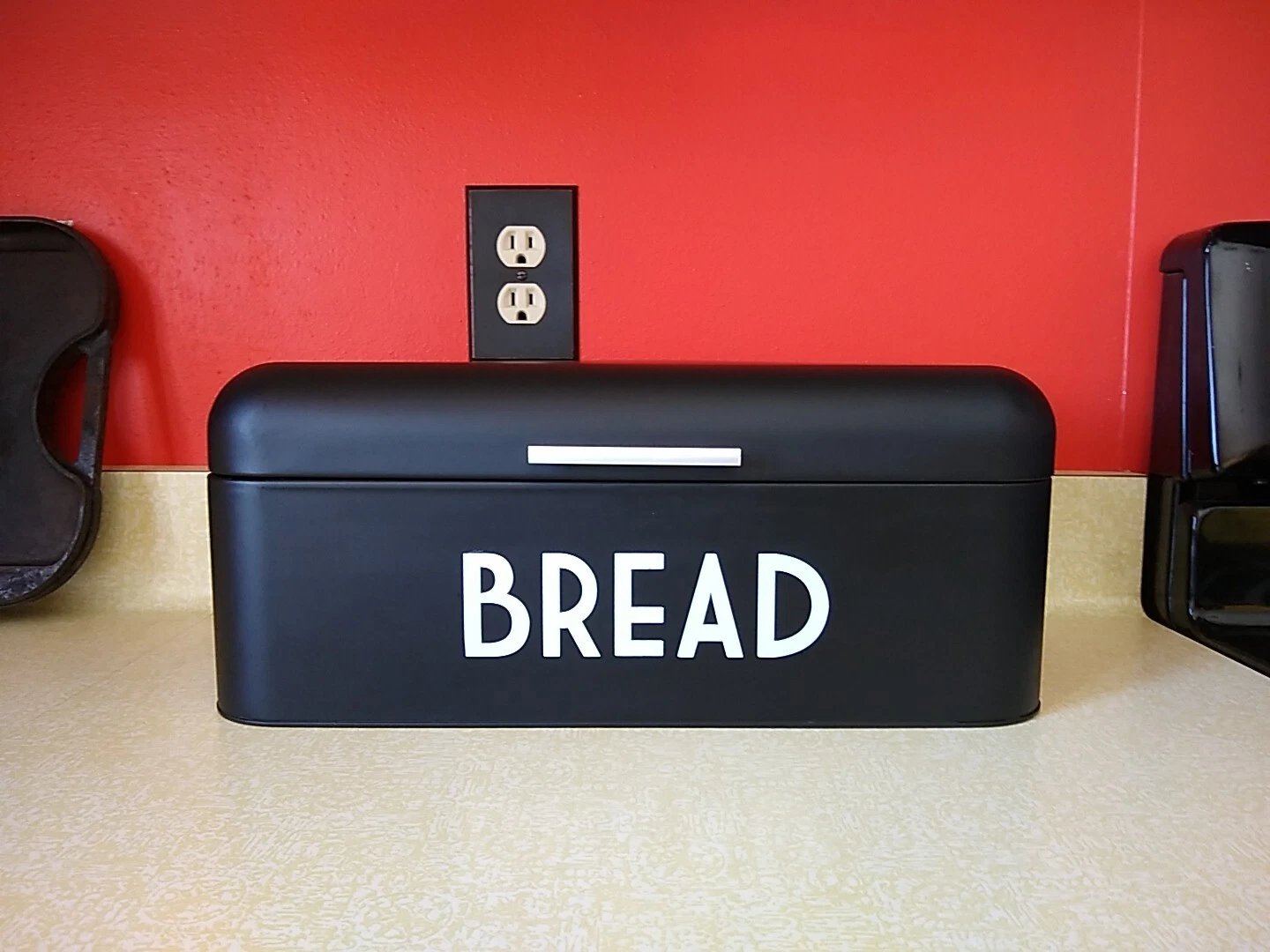 BREAD BOX Retro Black Steel Canister Bread Bin Bakery Box