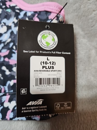 Avia Girls Reversible Sports Bra Size Large Plus L 10-12 Plus - Picture 4 of 5