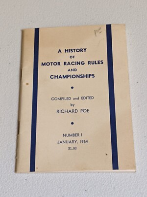 Vintage A History Of Motor Racing Rules Book Richard Poe  1964 Handbook Race 